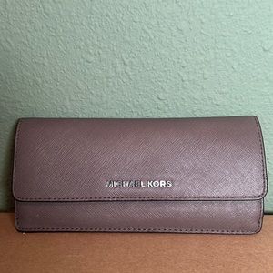 MK jet travel saffiano leather wallet